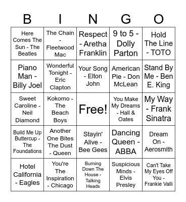 Music Bingo Card
