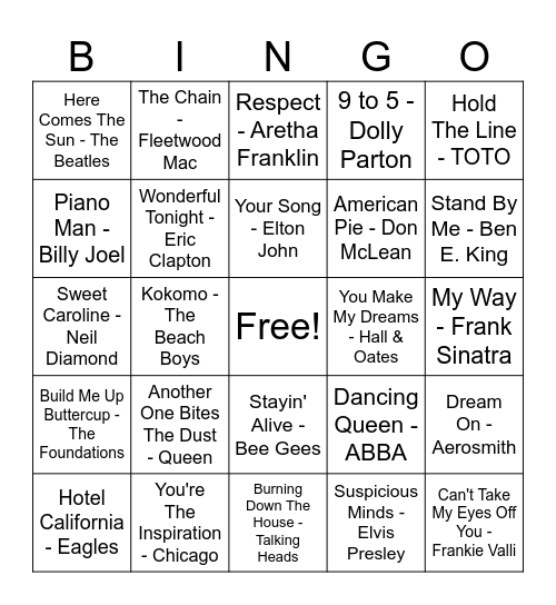Music Bingo Card