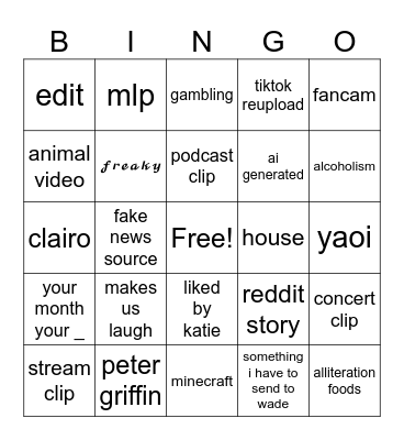 REELS BINGOOOO Bingo Card