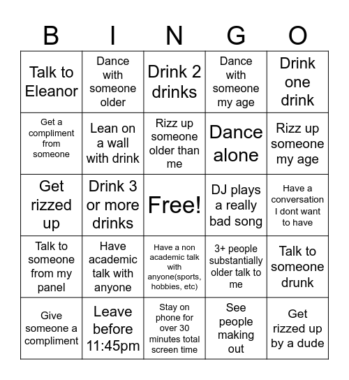 Funny Bingo Card