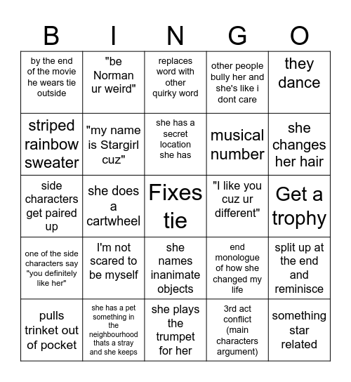 Stargirl bingoshe Bingo Card