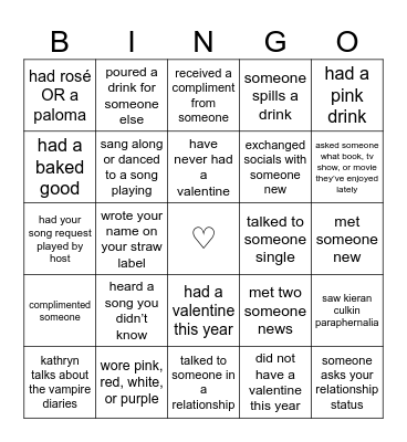 VALENTINE'S DAY Bingo Card