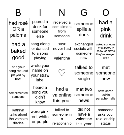 VALENTINE'S DAY Bingo Card