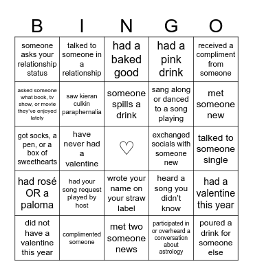 Valentine's Day Bingo Card