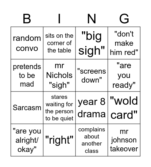 mrs murphy bingo Card