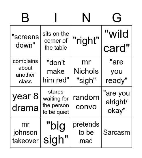 Mrs Murphy bingo Card