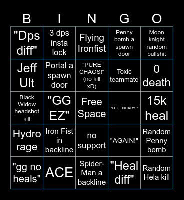 Marvel Rivals Bingo Card