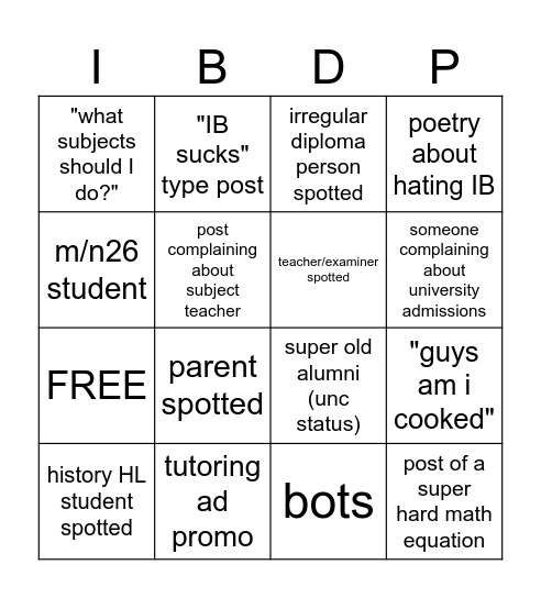 r/IBO bingo Card