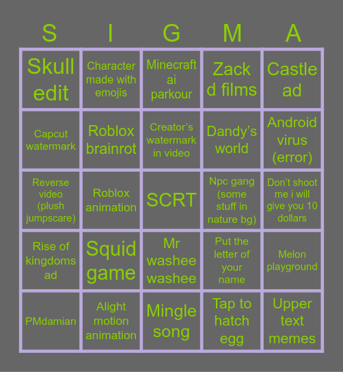 Youtube shorts bingo (my fyp version) Bingo Card