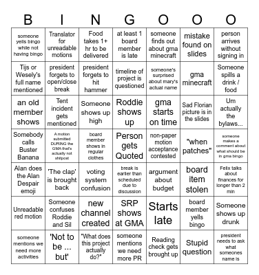 GMA Bingo Card