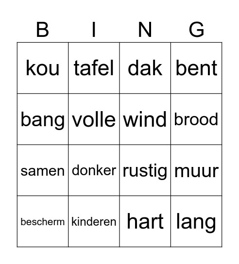 Ik wens jou.... Bingo Card