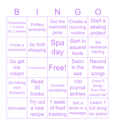 2025 Bingo Card