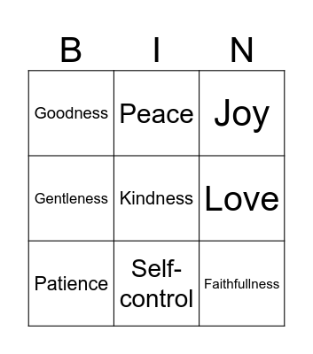 Fruits of the Holy Spirit Bingo Card