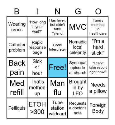 Sunday Funday ED Bingo Card