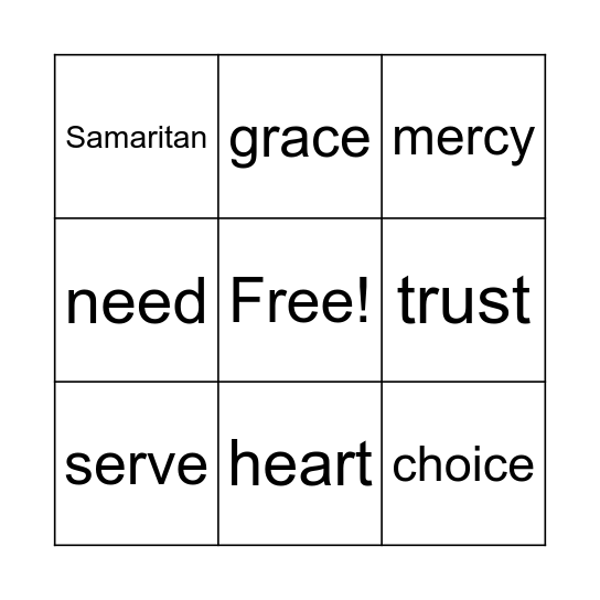 Love Like Jesus Bingo Card