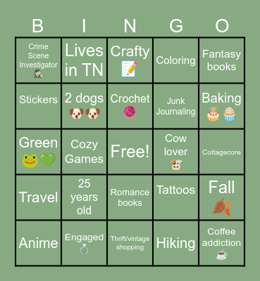 Pen Pal Bingo! Bingo Card