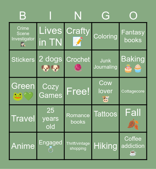 Pen Pal Bingo! Bingo Card