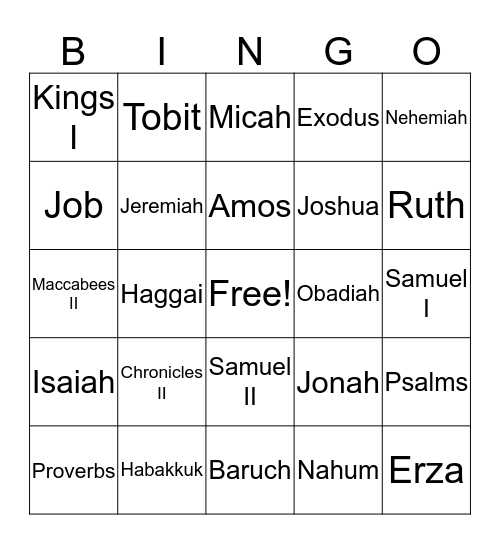 Old Testament Bingo Card