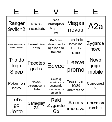 Pokemon presents Bingo Card