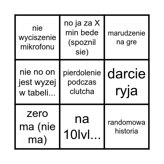 Grzybus BINGO Card