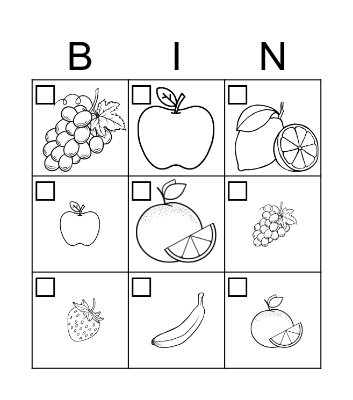 Unit 4- Fruit Bingo Card