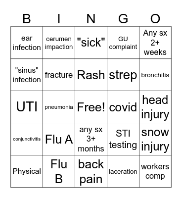 SNOW DAY BINGO Card