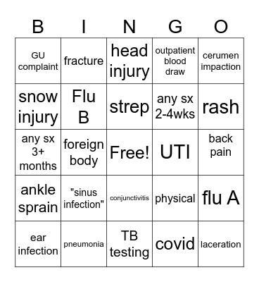 Snow Day Bingo Card