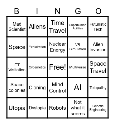 Sci-fy Bingo Card