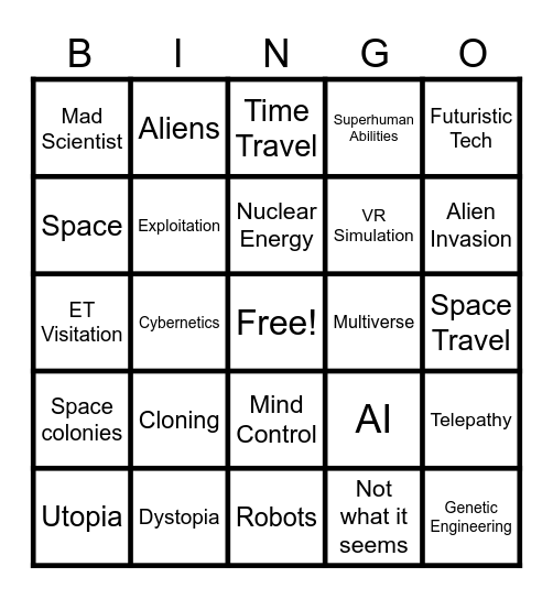 Sci-fy Bingo Card