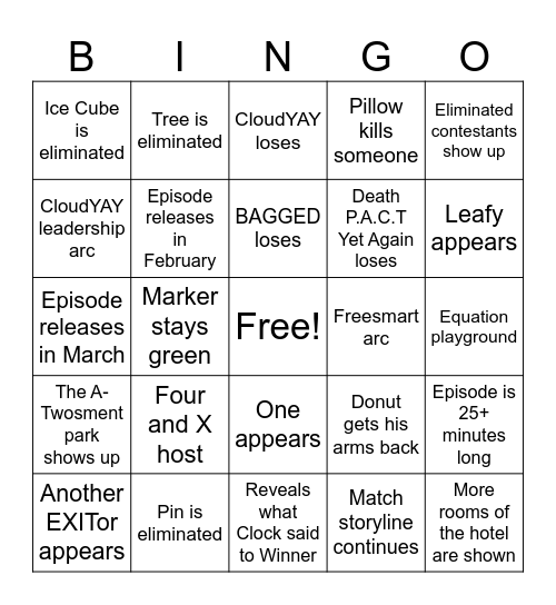 TPOT 16 Bingo Card