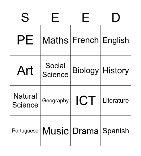 Have you got ______ today? Bingo Card
