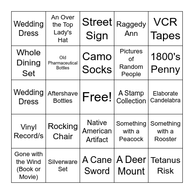Flea Market Bingo Card