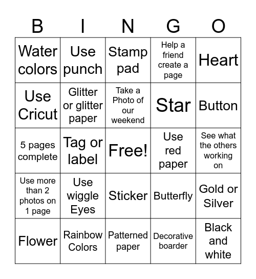 KRiCut -Weekend Bingo Card