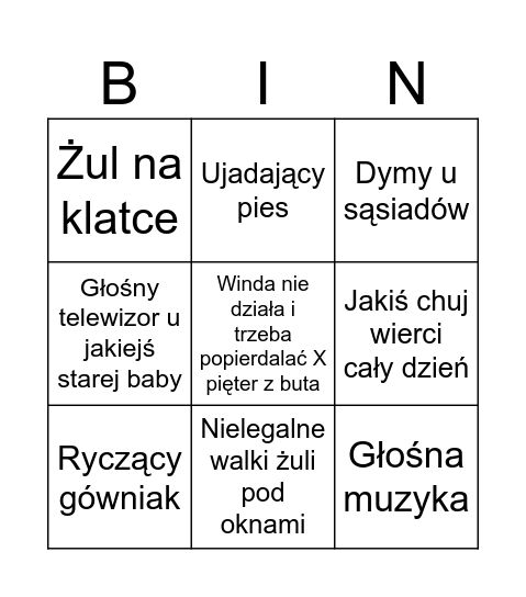 MIESZKANIE W BLOKU BINGO Card