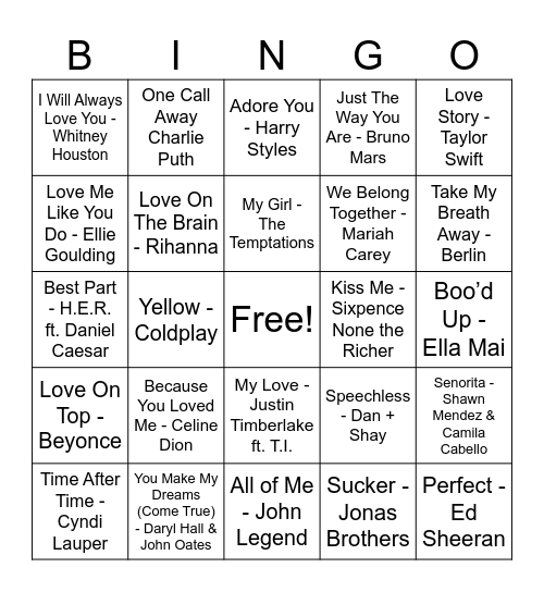 Hearts & Harmony Bingo Card