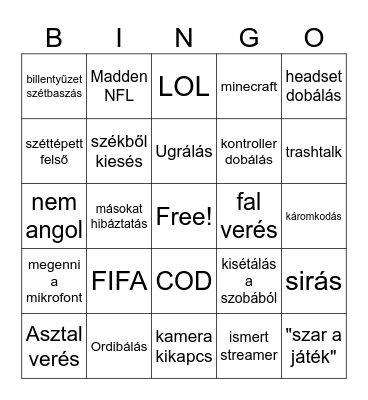 Gamer rage Bingo Card