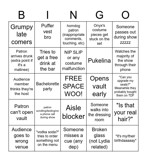 Cocktail Magique Bingo Card