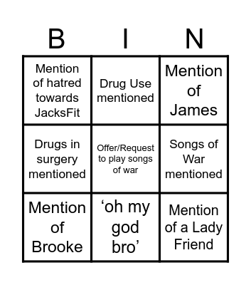 Dan Toms Bingo Card
