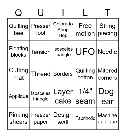 CRQC Fat Quarter Bingo Card