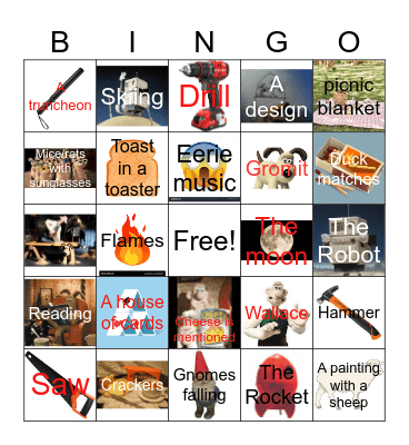 Wallace and Gromit Grand Day Out Bingo Card