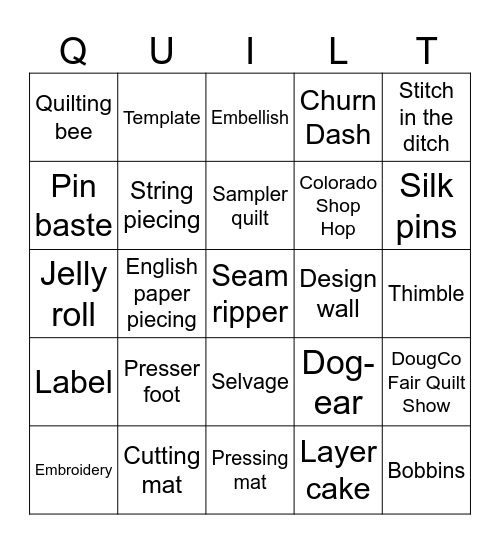 CRQC Fat Quarter Bingo Card
