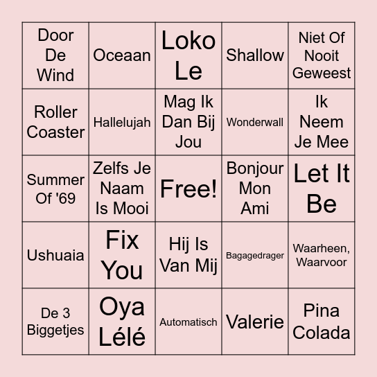 Swingo!! Bingo Card
