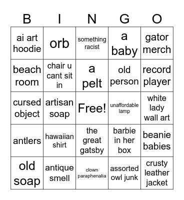 antique store bingo Card