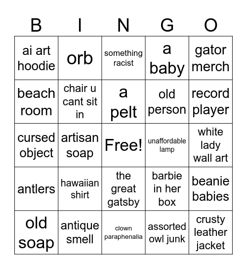 antique store bingo Card
