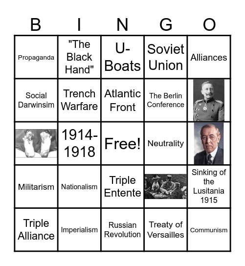 World War I Bingo Card