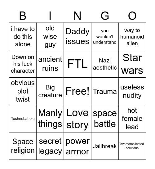 scifi tropes bingo Card