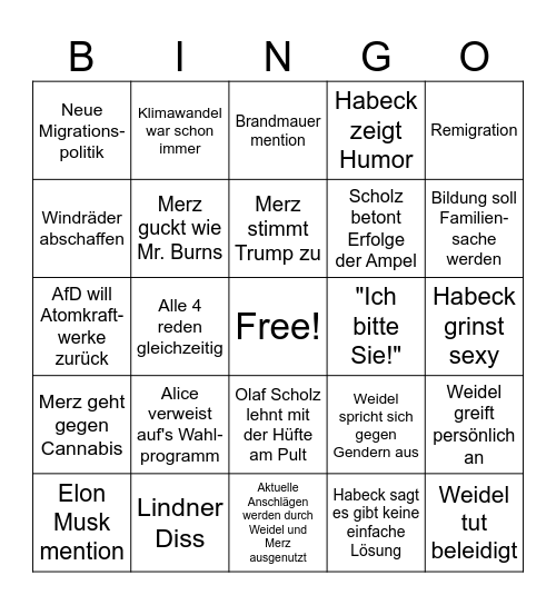 Quadrell Bingo Card