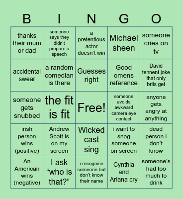 BAFTA’s 2024 Bingo Card