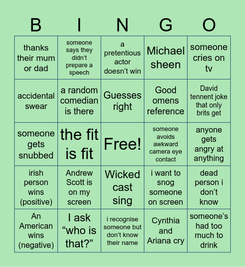 BAFTA’s 2024 Bingo Card