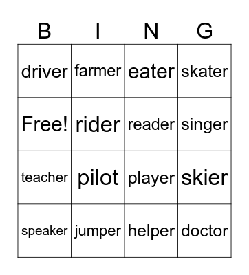 Jobs Bingo Card